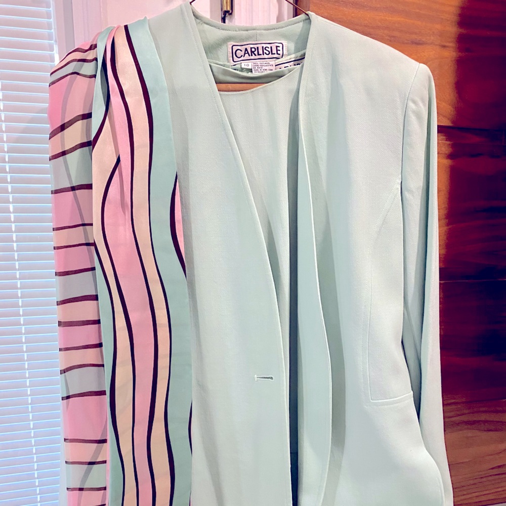 Carlisle Mint Colores Skirt Suit with Scarf